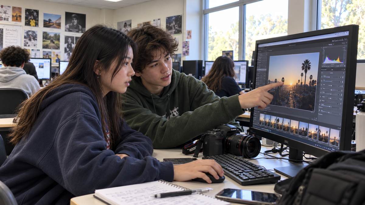 Students editing photos